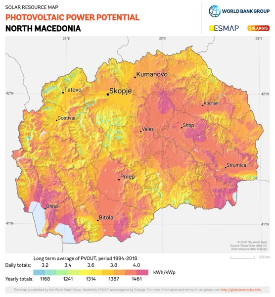 Photovoltaic Electricity Potential, North Macedonia